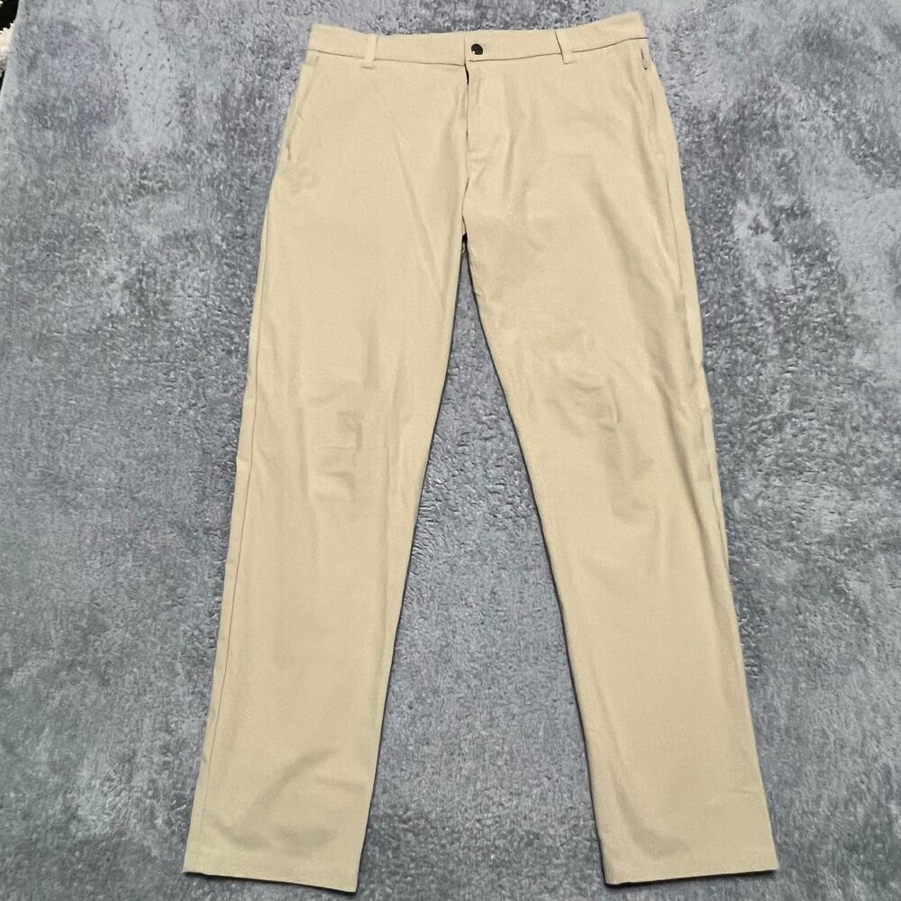 Lululemon Commission Pants Mens 34 x31 Tan ABC Classic Warpstreme M5AEXS
